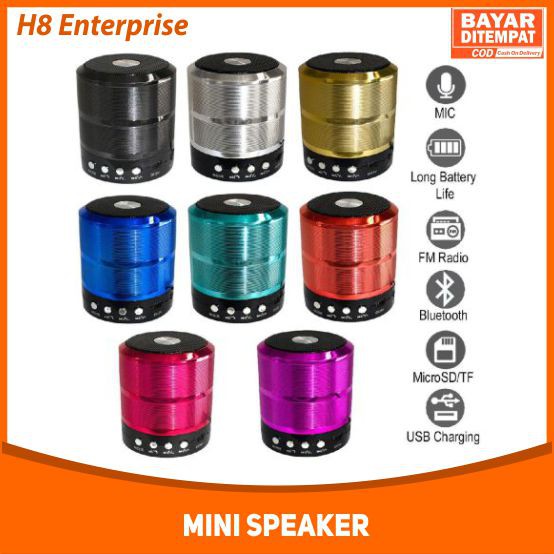 Speaker Bluetooth Mini WS-887 Support TF Card Radio FM &amp; Aux Cable