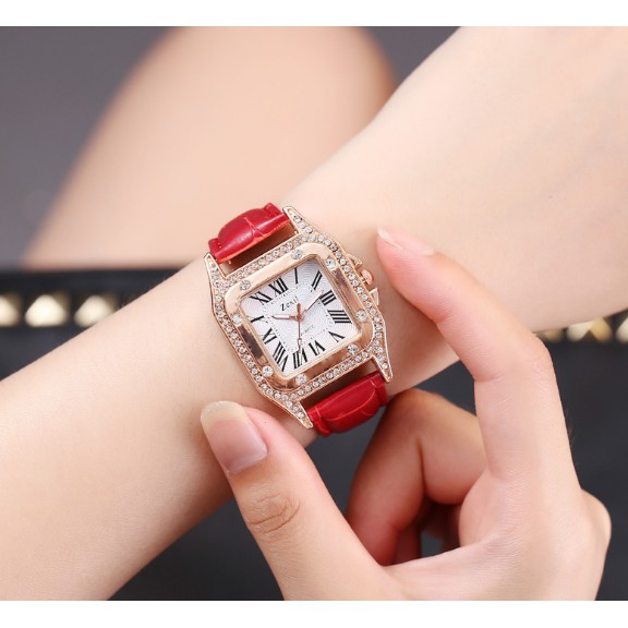 [ZEXIL] COD Jam Tangan Quartz Wanita Tail PU Murah Fashion Diamonds