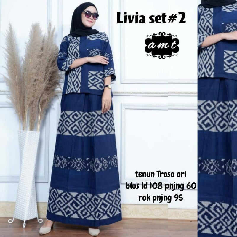 SETELAN BATIK KERJA WANITA /SETELAN BATIK KANTOR WANITA/ LIVIA Set Tenun TERMURAH SHOPEE ORI AMT