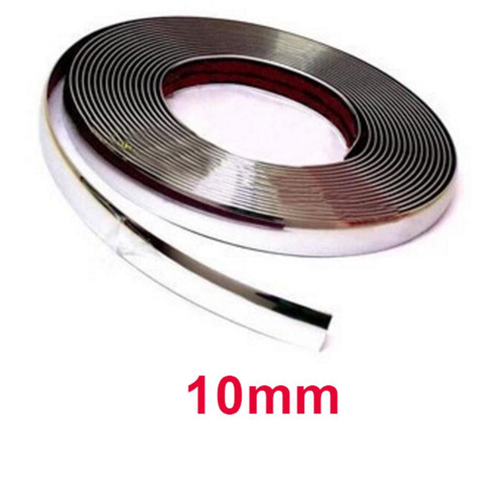 GS8 10mmx15M Lis Dekorasi Interior Eksterior Mobil Moulding Chrome Trim Strip QEEPY C3578 Silve