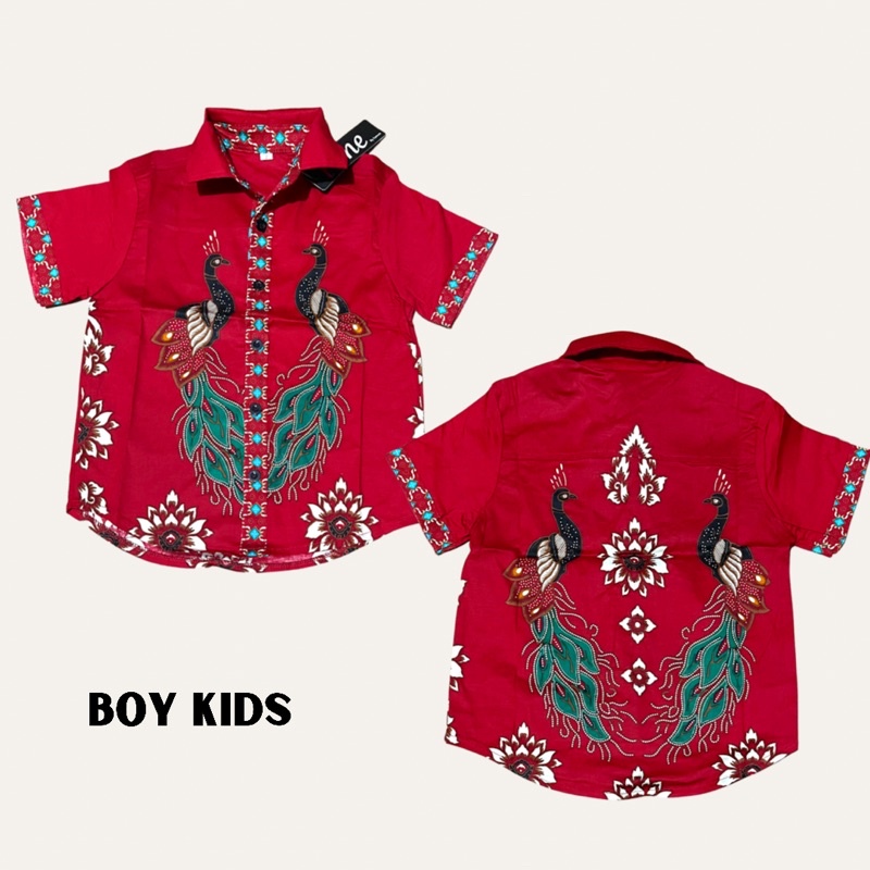 KEMEJA BATIK ANAK - DRES BATIK ANAK JM- KEMEJA MERAH