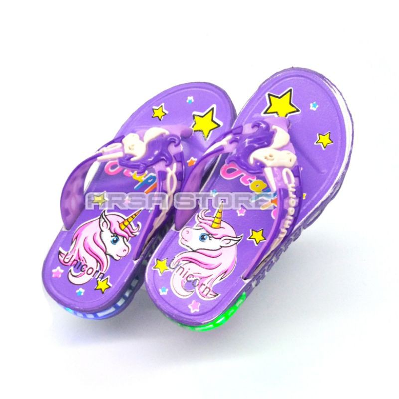 Sandal LED Anak Perempuan / Sandal Nyala Anak Cewek Unicorn / Kado Untuk Anak Murah Usia 2 - 7 tahun