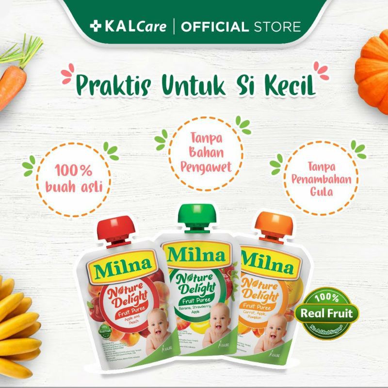 Milna Nature Delight Fruit Puree 80gr / Sari Buah Makanan Bayi