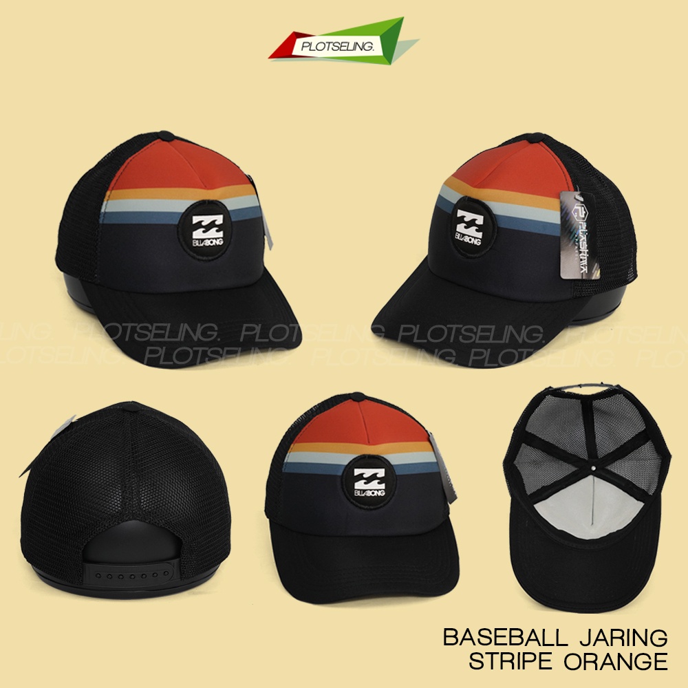 Topi Baseball Distro Jaring STRIPE ORANGE Topi Jaring Trucker Logo Distro Random Pria Wanita Topi Hitam Jaring Polos Logo NY Topi Logo Billa Bong Oakley Volcom Topi Anak Laki Laki Perempuan Topi Pantai Murah