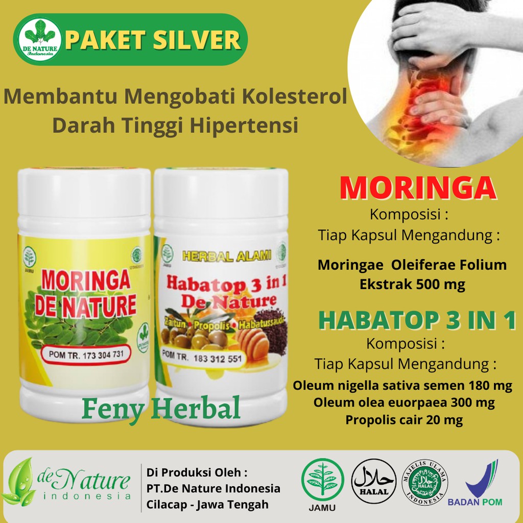 

Paket Silver Moringa Habatop Denature Obat Kolesterol Hipertensi Darah Tinggi Herbal Ampuh