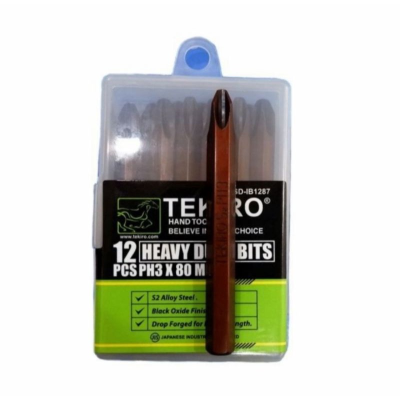 TEKIRO MATA OBENG KETOK PH3×80MM SET 12PCS  MATA OBENG KETOK TUMPUL PH3