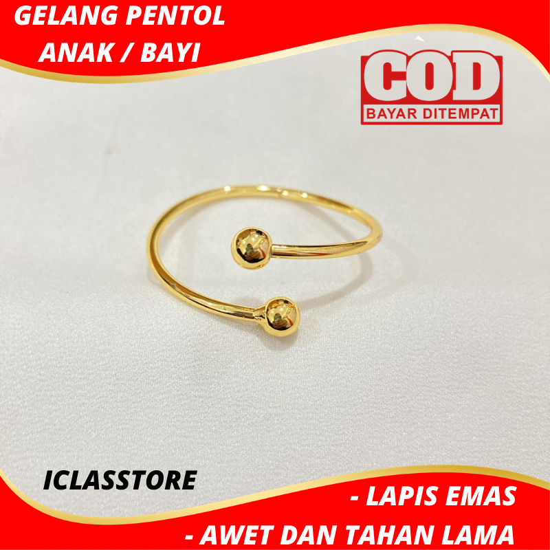 Gelang Bayi Anak Pentol Polos Perhiasan Imitasi Lapis Emas Warna 18 Karat Awet Dan Tahan Lama