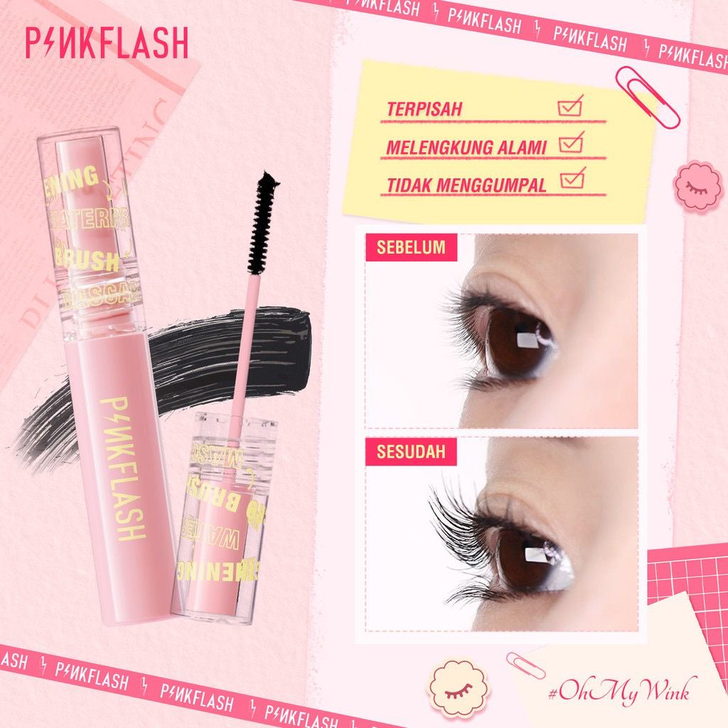 BPOM PINKFLASH OhMyWink Length Curled Maskara Ultrathin Fibre Waterproof Limitless Eyelash Skinny Mascara PFE10