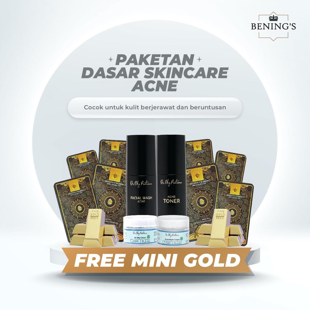 Promo Bening's  Acne Skincare  | Paketan Jerawat dan Beruntusan (free mini gold)