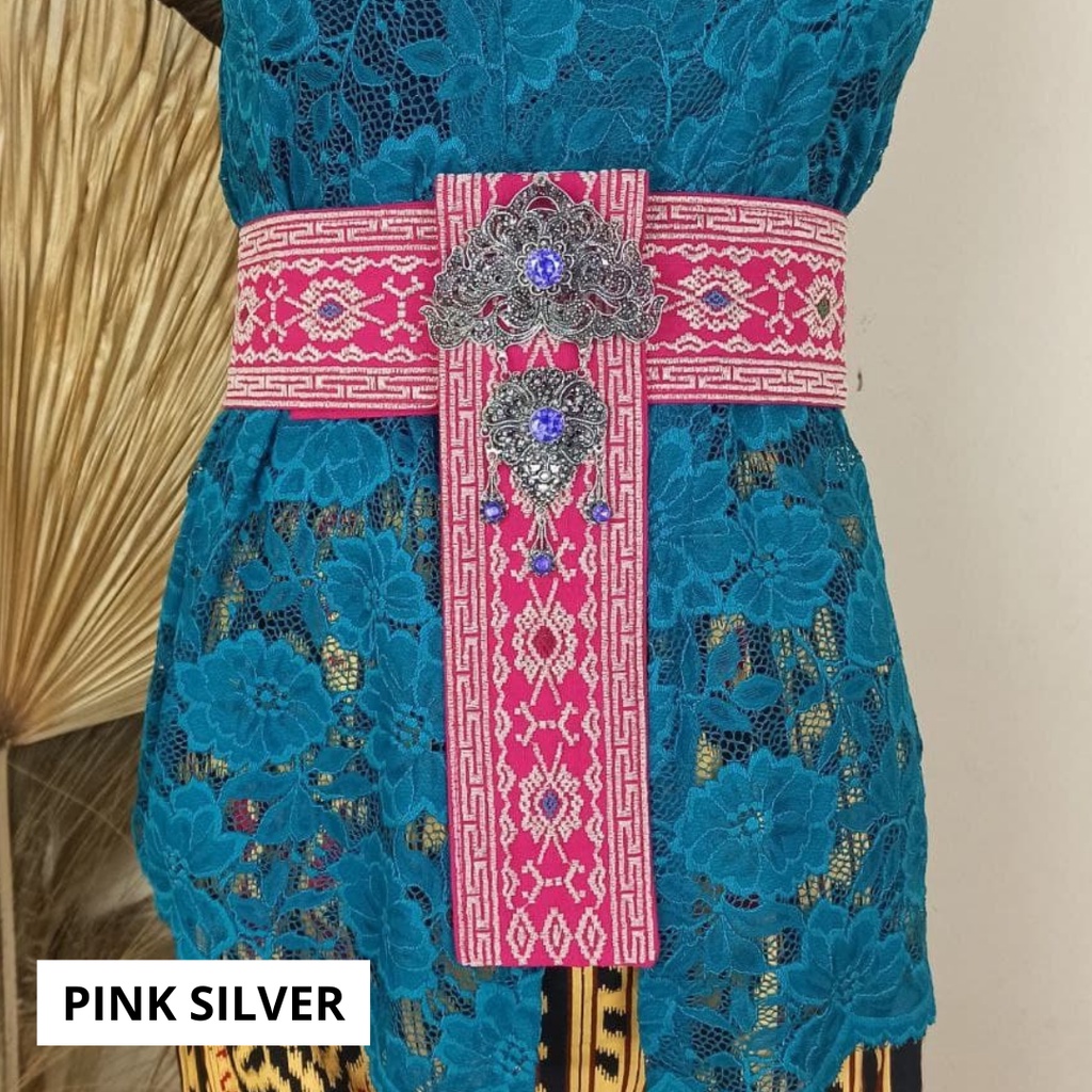 SudanBali Obi Bordir Bali Selendang Berkebaya Murah-Pink Silver