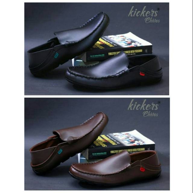 Kickers slip on pria kulit asli/sepatu slop pria kickers kulit asli casual santai formal dinas