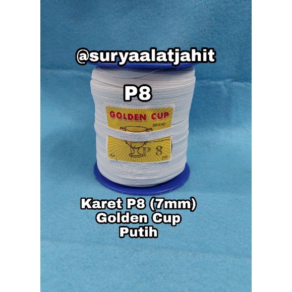 Karet P8/7mm Golden Cup Putih +/-100y =rp.39.500/1Rol