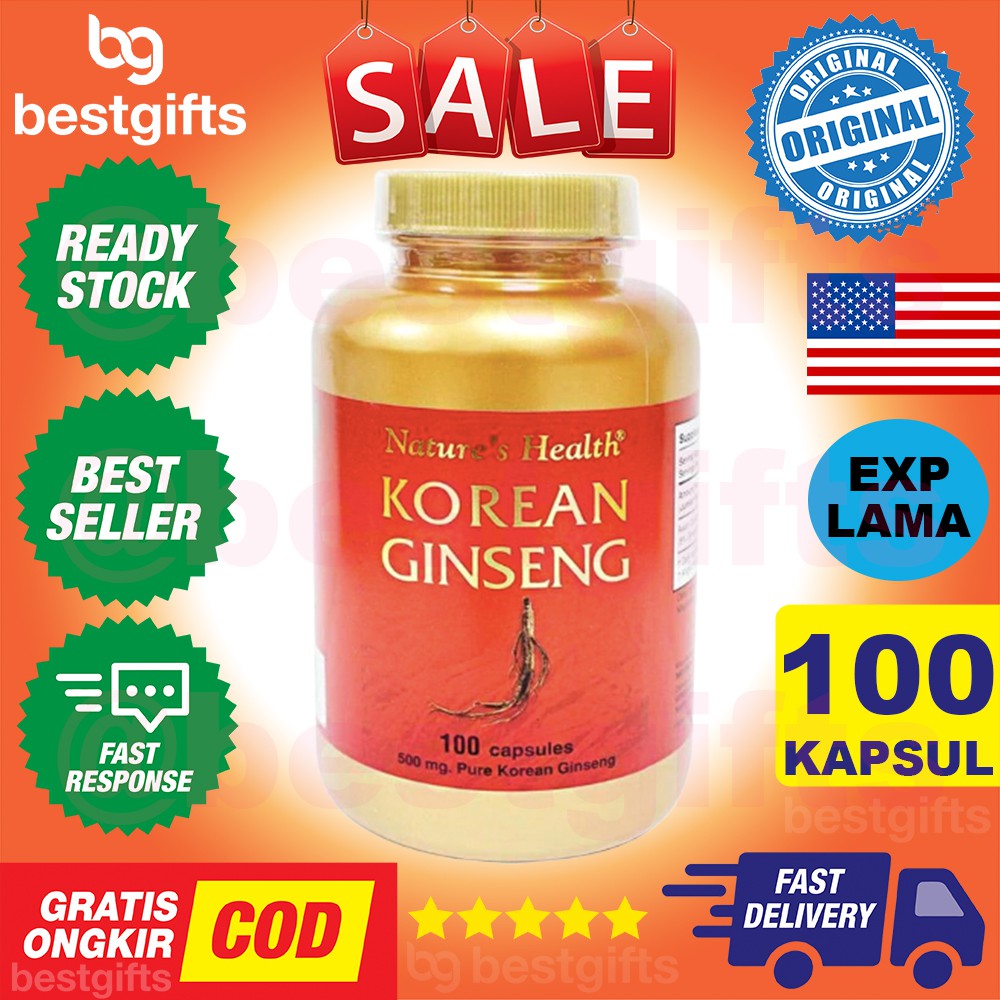 NATURE'S NATURES NATURE HEALTH KOREAN GINSENG 500MG 500 MG STAMINA ENERGI ANTI STRESS 100 KAPSUL