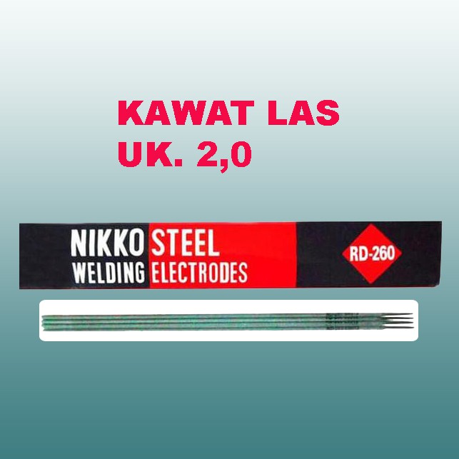 KAWAT LAS NIKKO STEEL RD260 ( 2mm X 300mm ) PER 1KG/NIKKO KAWAT LAS RD-260 2.6MM/ 1/20KG 350MM