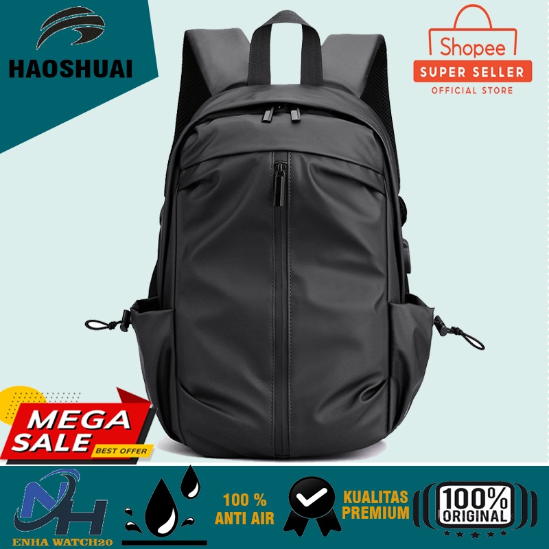 PROMO Tas Kerja Kuliah Kantor HAOSHUAI 3397 Tas Punggung Pria Tas Ransel Backpack iPad Laptop Anti A
