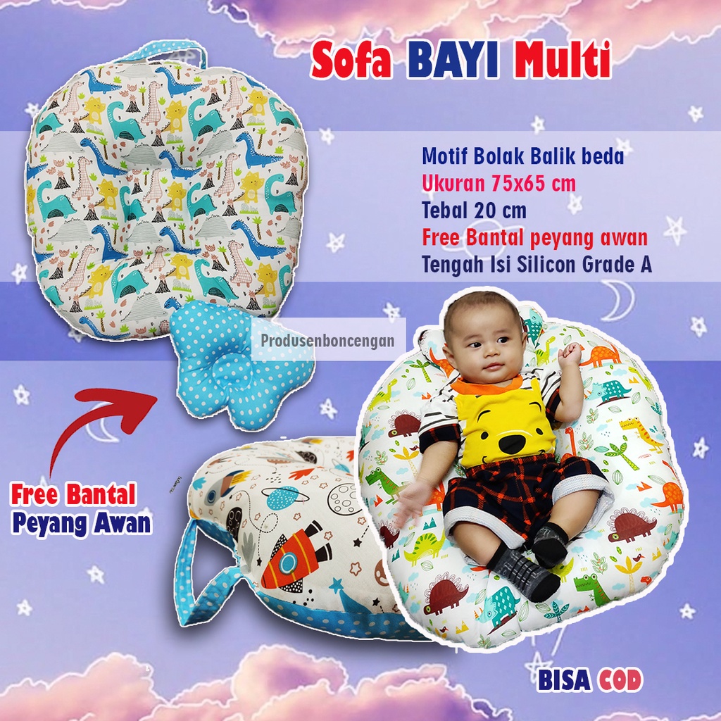 2in1 Sofa bayi new born | kasur bayi multifungsi | sofa kasur bayi alas tengkurap | sofa bayi lembut FREE BANTAL PEYANG dan TAS