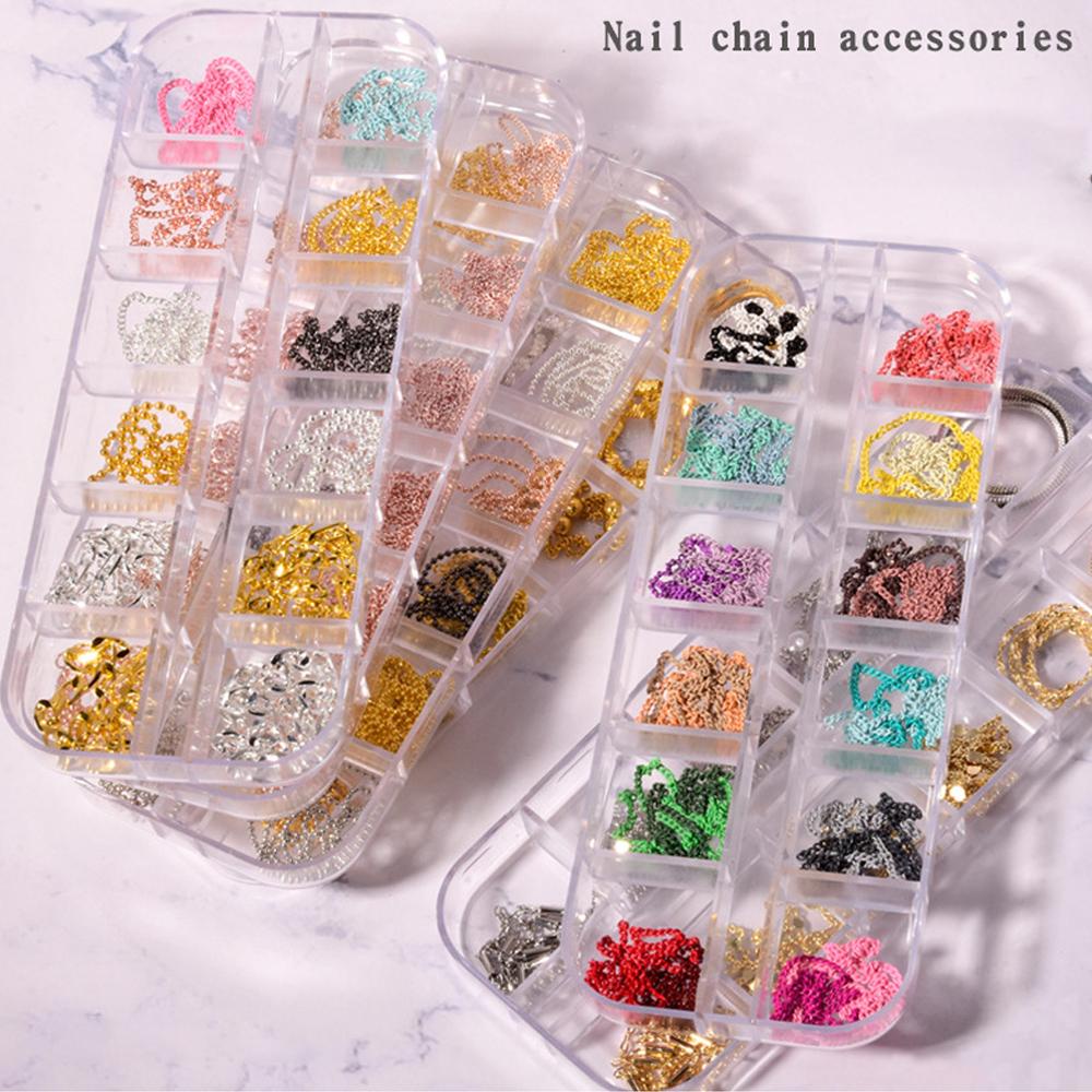 Mxbeauty 12 Grid / box Charms Rivets Metal Berlian Imitasi Untuk Dekorasi Nail Art