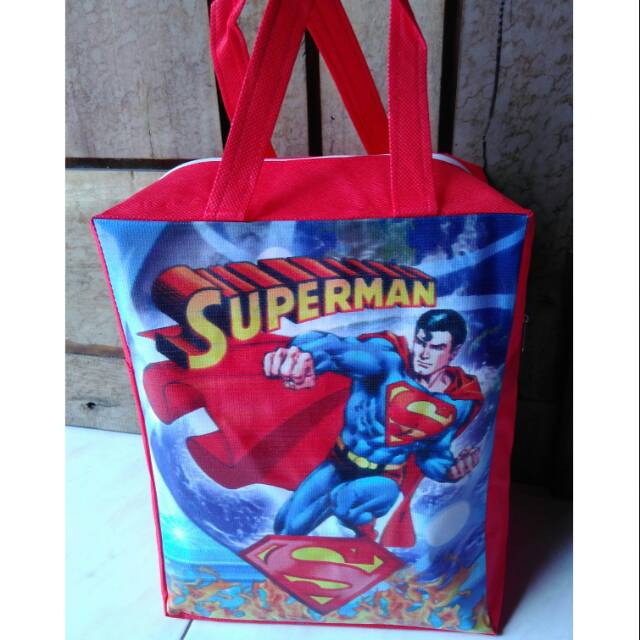 

TAS JINJING RESLETING KARKATER KARTUN SUPERMAN | TAS KADO | SOUVENIR GOODIEBAG | TAS SPUNBOND | R27