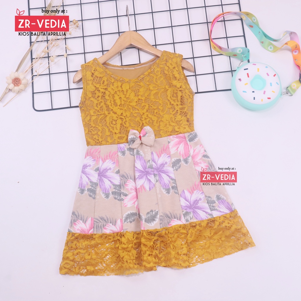 Dress Zulfa uk 1-2 Tahun / Dres Brokat Anak Perempuan Brukat Balita Cewek Pakaian Baju Import