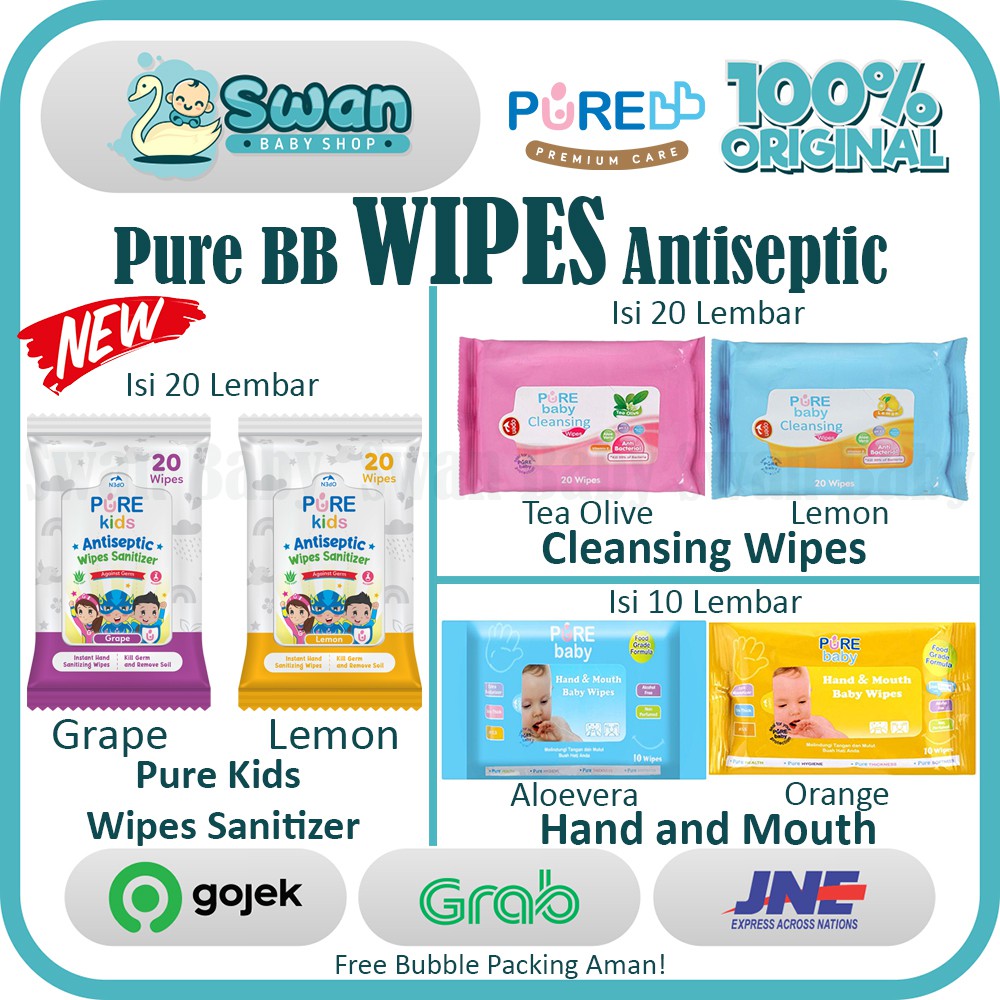 Pure Baby Wipes Antibacterial / Tissue Basah Pure BB