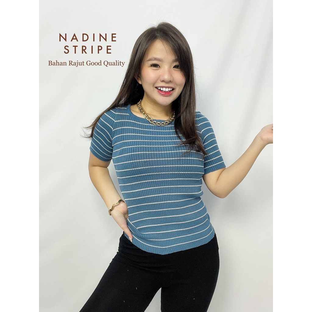 HOPYLOVY - Atasan Wanita Rajut Stripe Nadien