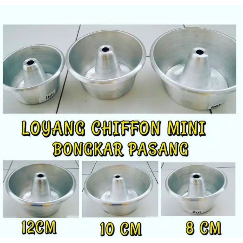 Loyang chiffon mini bongkar pasang bahan alumunium 0.7 mm diameter 8,10,12 cm/ loyang chiffon press