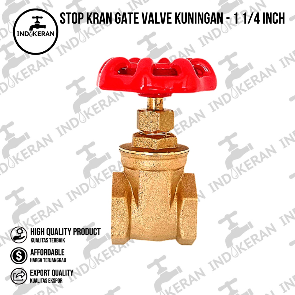 INDOKERAN - Stop Kran Gate Valve Kuningan - 1 1/4 Inch