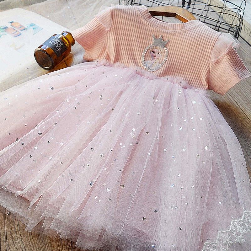 Dress Anak Frozen  Princess Elsa Tutu Heart/Pita Depan Import 1-8 Tahun
