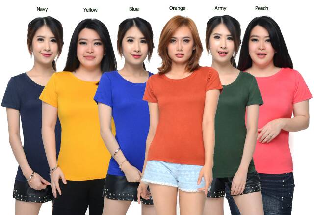 O-neck polos/kaos basic polos/T-shrit cewek/pakian wanita murah