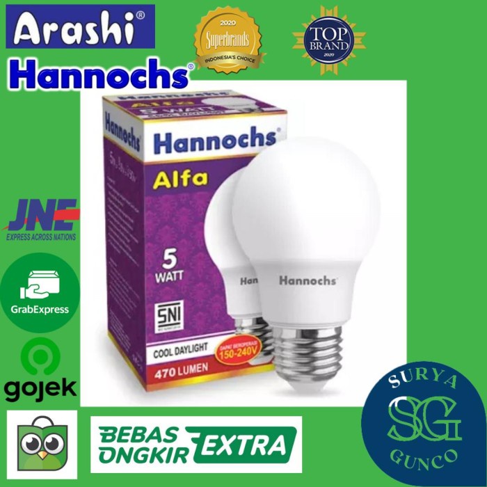 Lampu LED Hemat Energi Hannochs Alfa 5 Watt Putih Cool Daylight