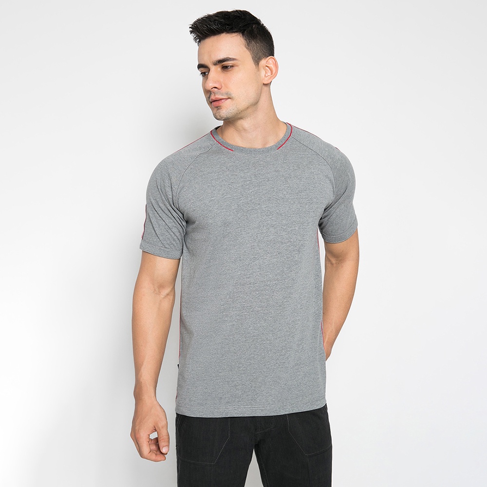 Johnwin - Kaos Casual - Kaos Polos - Grey - Lengan Pendek - Free keychain