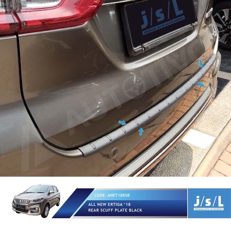 ERTIGA 2018 2019 2020 2021 SILLPLATE BELAKANG INJAKAN BAGASI MOBIL HITAM / REAR SCUFF