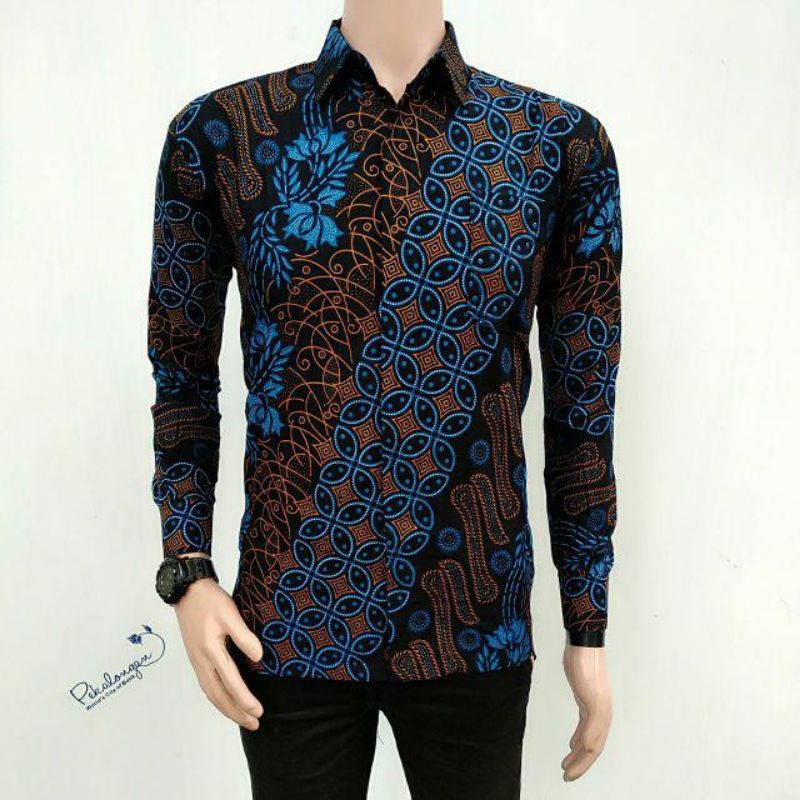 Kemeja Batik HEM PRIA MOTIF KEMBANG GEDE HITAM KEMEJA SERAGAM