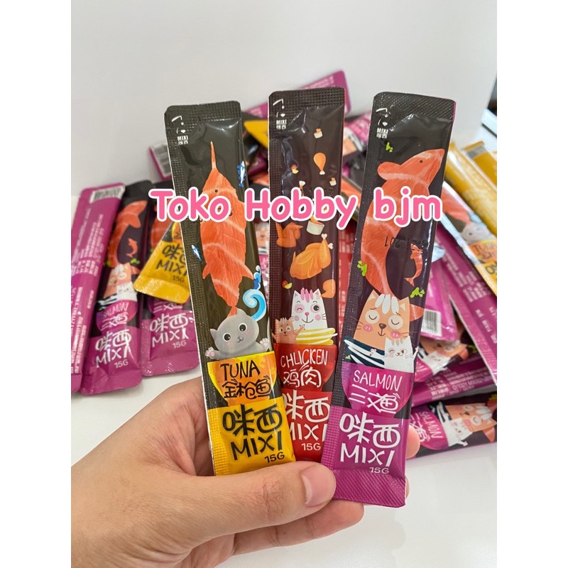 mixi liquid creamy kucing snack makanan 15 Gr - mirip meo creamy kitten adult wetfood cemilan