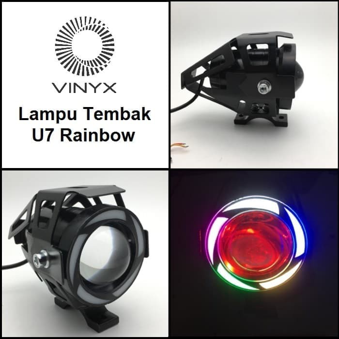 Lampu Tembak LED Motor U7 Rainbow Pelangi Sorot Kabut VINYX Spotlight