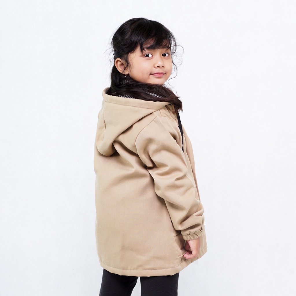 SPEC.052 Jaket Anak Perempuan usia 6 8 10 12 tahun - Jaket Hoodie Parka Anak Cewek wanita krem cantik hangat lucu