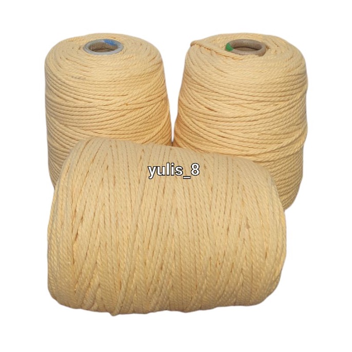 Benang macrame size 4mm, kuning muda/bater