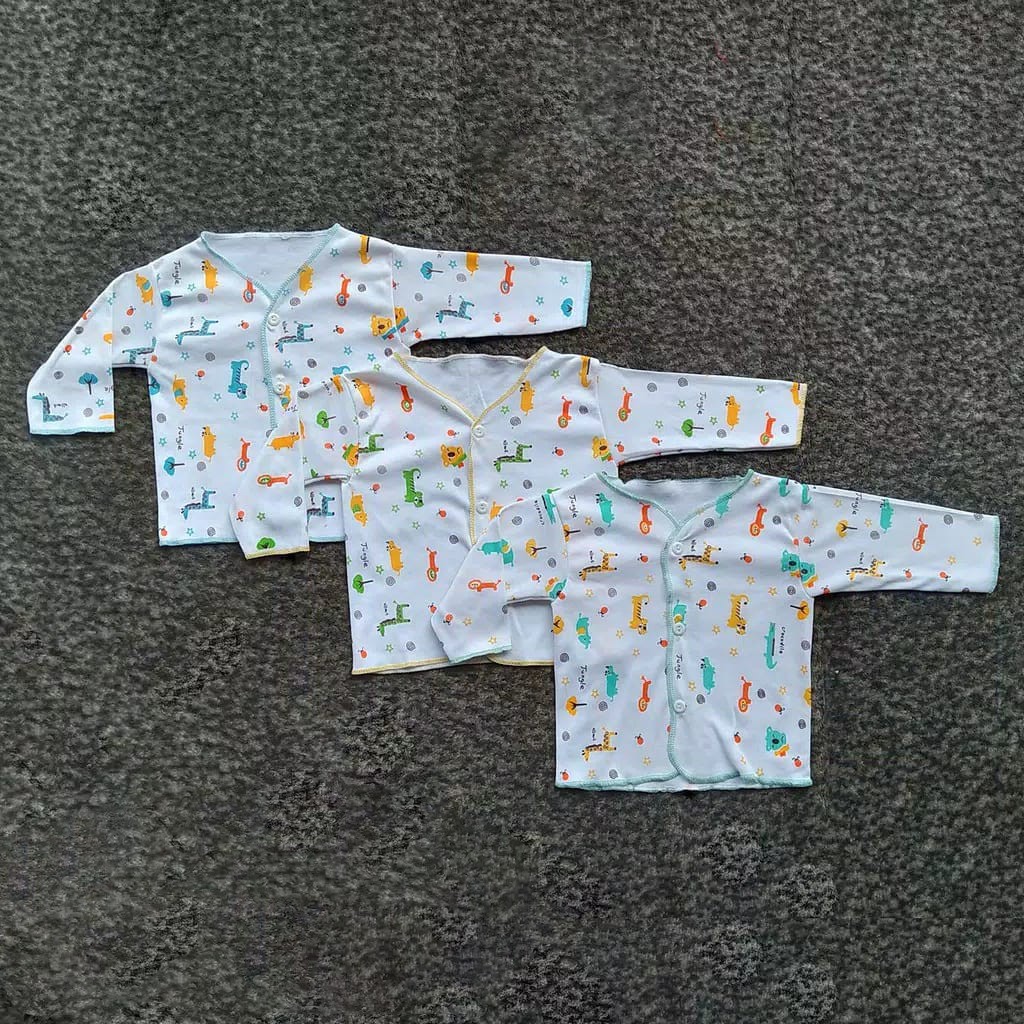 3 Pcs Baju Bayi Lengan Panjang ELVIRA Babyi - Baju Bayi Kancing Depan - Warna Putih