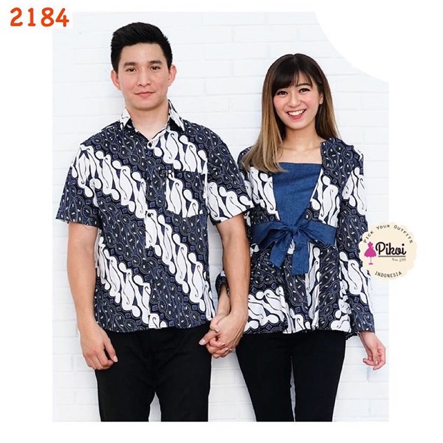 Batik couple murah / batik pasangan / batik sarimbit / seragan batik / batik katun pesta cantik 2184