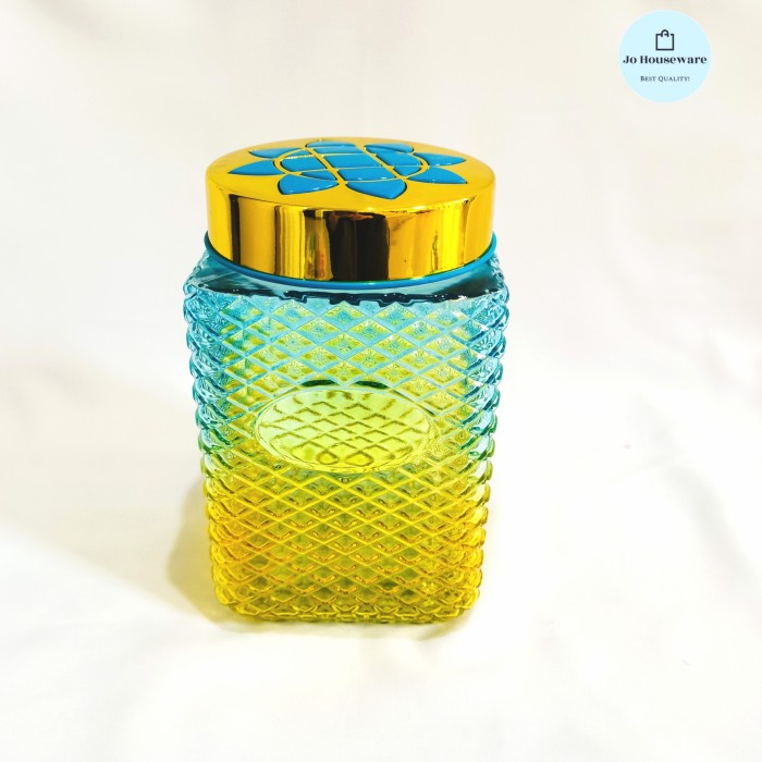 Toples Kaca Tebal Premium untuk kue Lebaran Kedap udara AFS 127L - kuning hijau