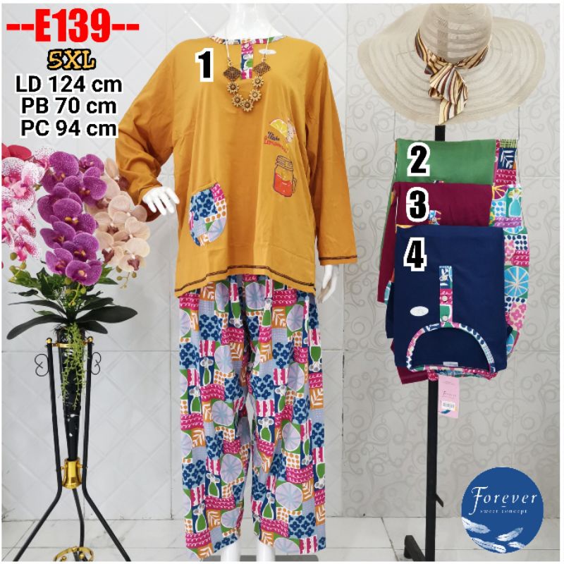 Stelan kaos Forever PP Size 5XL Babydoll Jumbo baju tidur Forever Termurah Kancing Depan E139