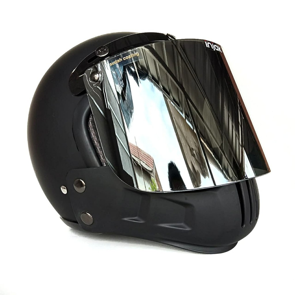 Helm Retro Cakil Modular Black Doff ( Vespa / Klasik / Vintage / Bogo )