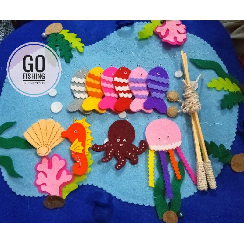 Go fishing memancing ikan mainan pancing flanel montessory edutoys sensory handmade