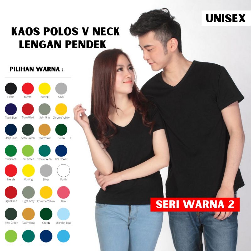 Kaos Polos Pendek V Neck Wanita Kaos Deker Pendek Kaos V neck L XL XXL JUMBO - SERI 1