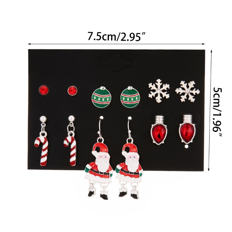 Zzz 6 Pasang / Set Anting Tusuk / Stud Bentuk Snowflake / Bulan Sabit / Bintang / Lampu Untuk Wanita