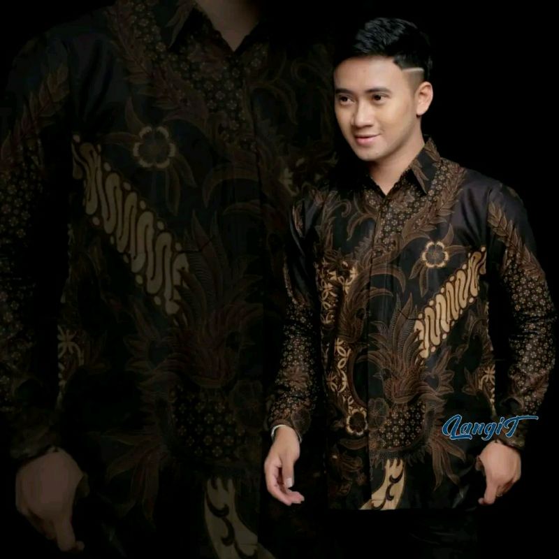 batik pria kemeja batik lengan panjang size M L XL XXL