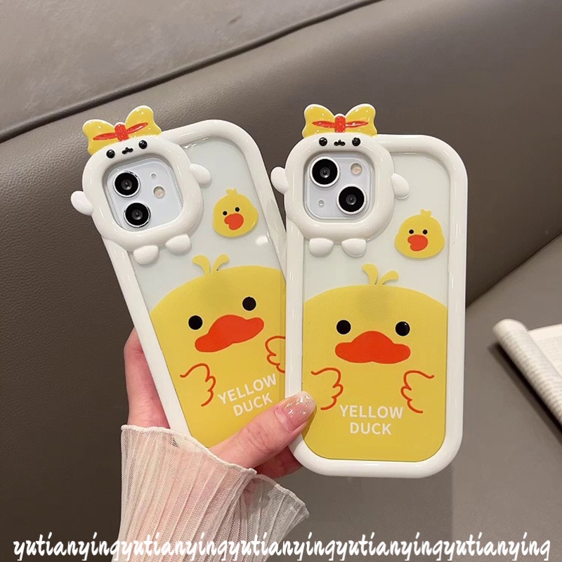 Soft Case TPU Motif Kartun Bebek Kuning 3D Untuk IPhone 7 Plus 11 13 12 14 Pro MAX XR X XS MAX 7 8 6 6S 14 Plus SE 2020