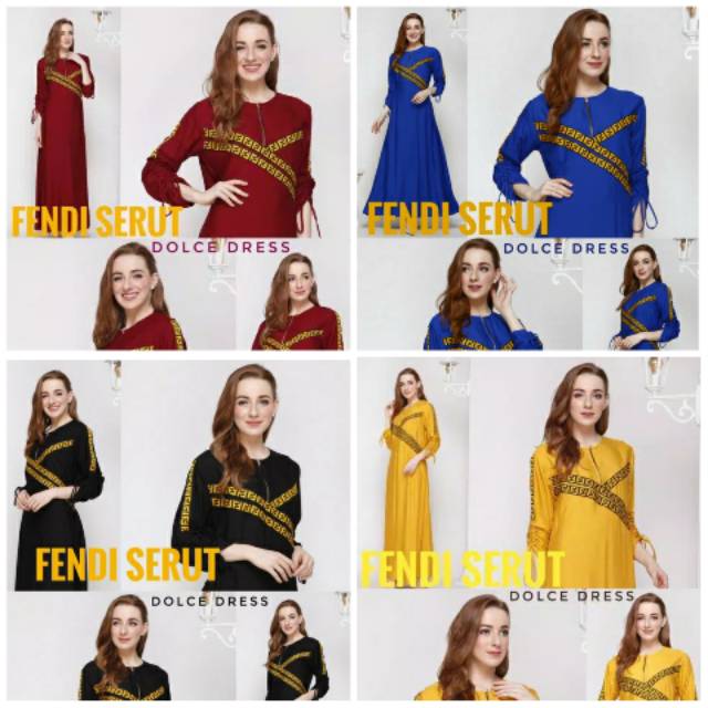 Daster Arab Longdress Fendi Serut Dolce Dress Murah Kwlitas Premium