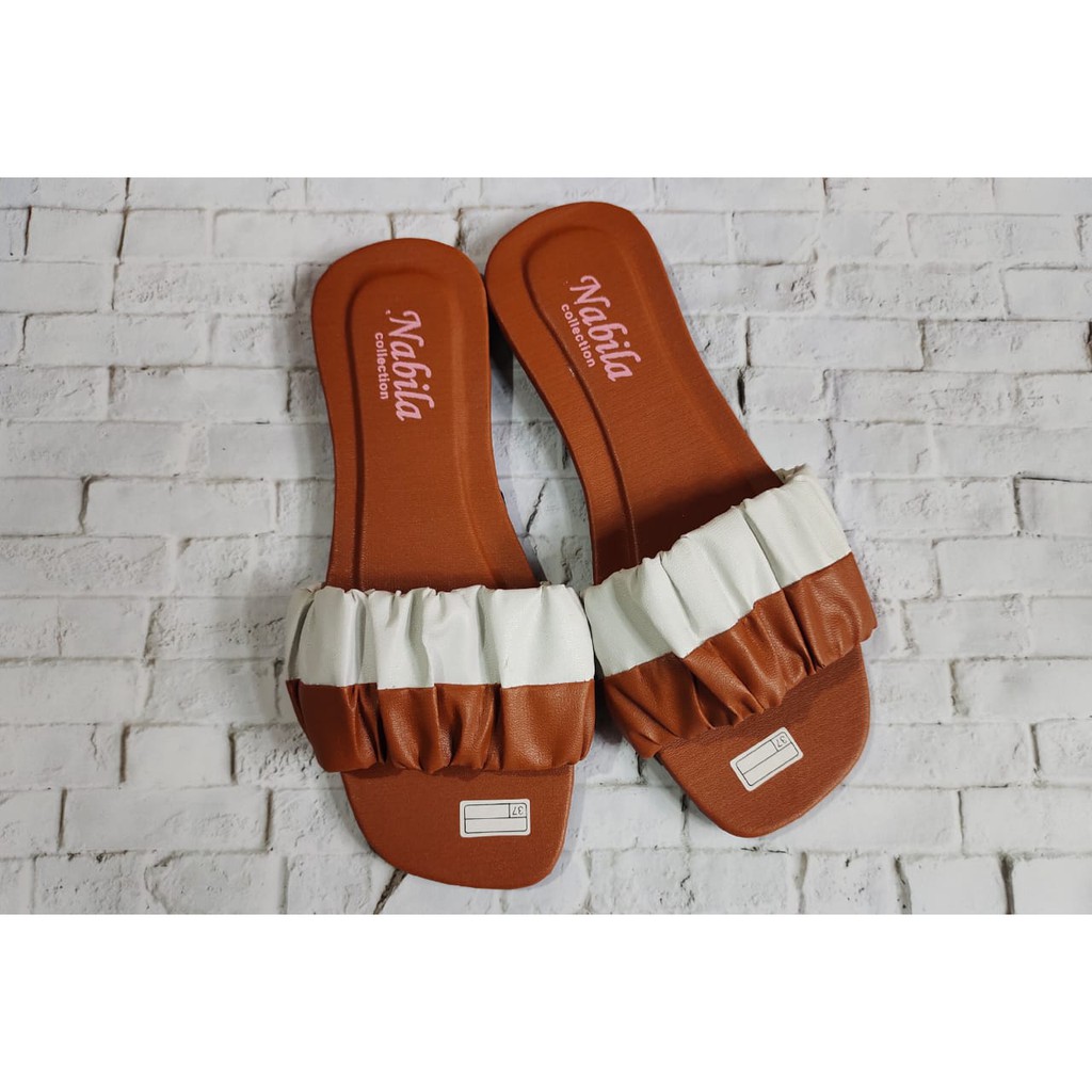 Sandal Teplek Kokop Kerut Dua Warna