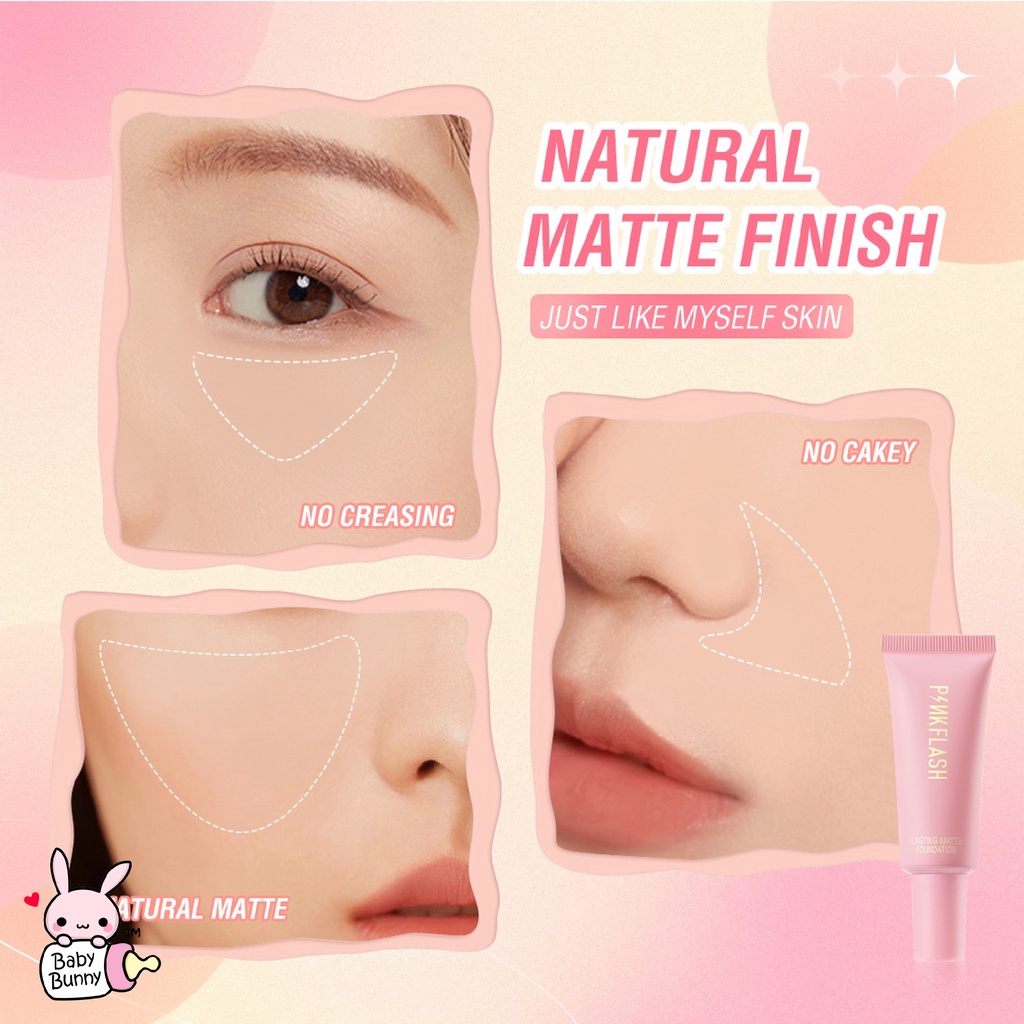 ❤ BELIA ❤ PINKFLASH Lasting Matte Foundation | Pink Flash OhMySelf Lightweight Oil-control BPOM PF-F03